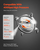 36 cm augstspiediena mazgātāja virsmas tīrītājs ar 4 riteņiem, maksimālais spiediens 4000 PSI, ar 2 pagarināmajām spraudstieņiem