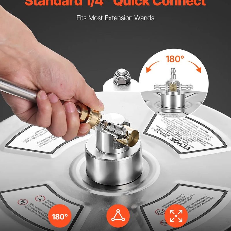 36 cm augstspiediena mazgātāja virsmas tīrītājs ar 4 riteņiem, maksimālais spiediens 4000 PSI, ar 2 pagarināmajām spraudstieņiem