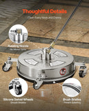 36 cm augstspiediena mazgātāja virsmas tīrītājs ar 4 riteņiem, maksimālais spiediens 4000 PSI, ar 2 pagarināmajām spraudstieņiem