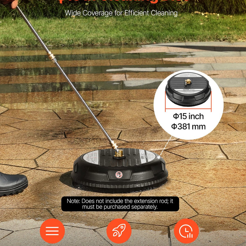 Augstspiediena mazgātāja virsmas tīrītājs, Ø38 cm, 4 riteņi, līdz 207 bar, plastmasa, melns