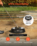 Augstspiediena mazgātāja virsmas tīrītājs, Ø38 cm, 4 riteņi, līdz 207 bar, plastmasa, melns