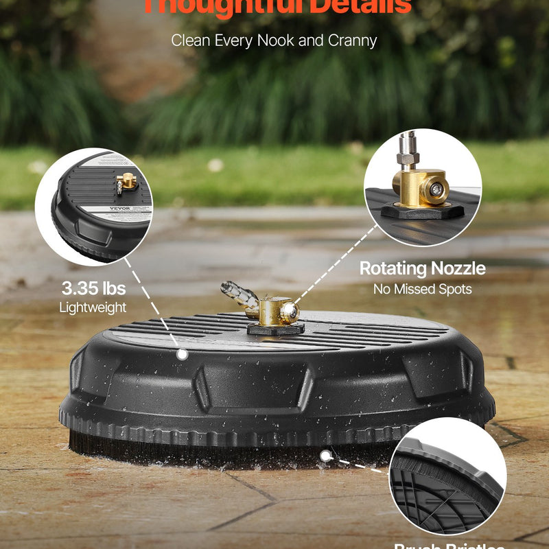 Augstspiediena mazgātāja virsmas tīrītājs, Ø38 cm, 4 riteņi, līdz 207 bar, plastmasa, melns