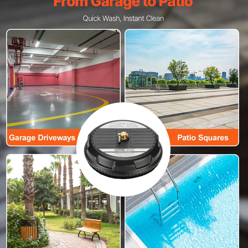 Augstspiediena mazgātāja virsmas tīrītājs, Ø38 cm, 4 riteņi, līdz 207 bar, plastmasa, melns