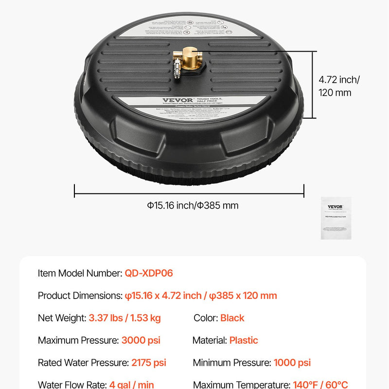 Augstspiediena mazgātāja virsmas tīrītājs, Ø38 cm, 4 riteņi, līdz 207 bar, plastmasa, melns