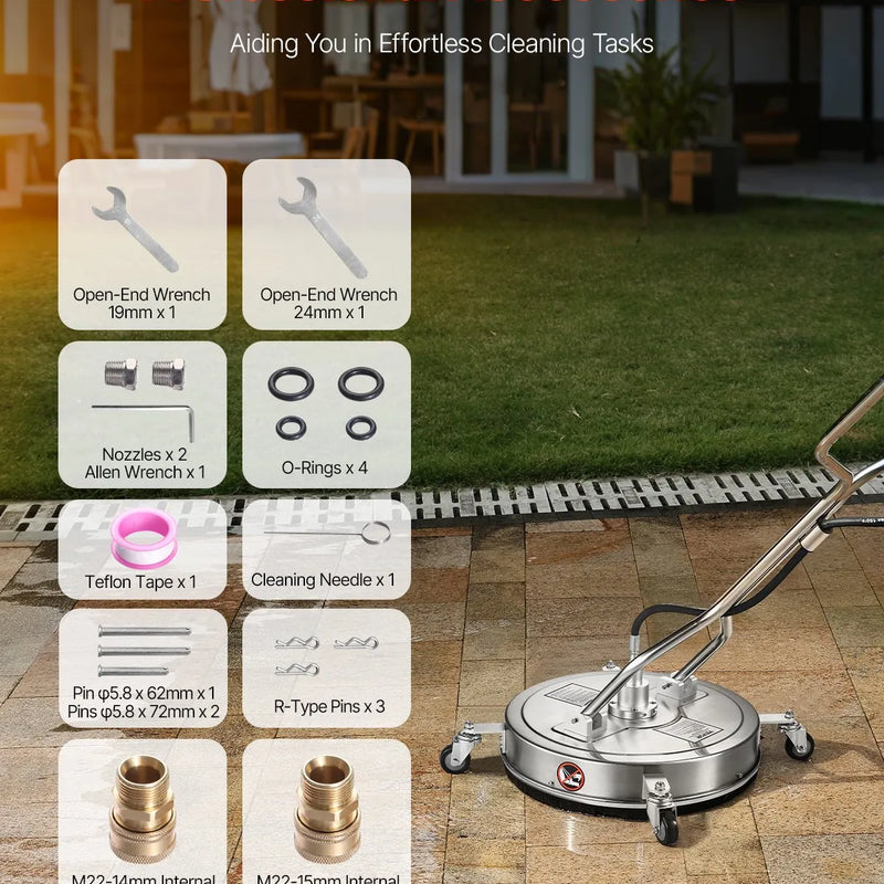 51 cm augstspiediena mazgātāja virsmas tīrītājs ar 4 riteņiem un diviem rokturiem, maksimālais spiediens 4000 PSI