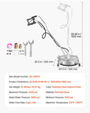 51 cm augstspiediena mazgātāja virsmas tīrītājs ar 4 riteņiem un diviem rokturiem, maksimālais spiediens 4000 PSI