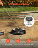 VEVOR 38 cm virsmas tīrītājs augstspiediena mazgātājam, līdz 207 bar, plastmasa, ar 2 pagarinājuma stieņiem