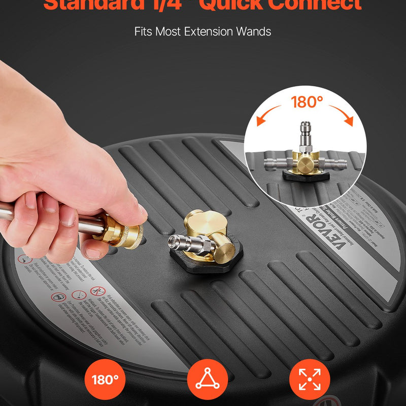 VEVOR 38 cm virsmas tīrītājs augstspiediena mazgātājam, līdz 207 bar, plastmasa, ar 2 pagarinājuma stieņiem