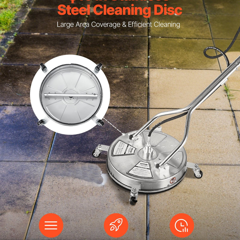 46 cm augstspiediena virsmas tīrītājs ar 4 riteņiem un dubulto rokturi, 275 bar