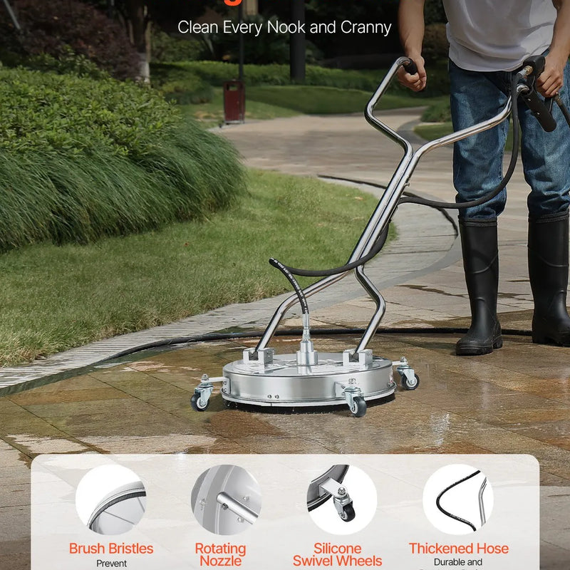 46 cm augstspiediena virsmas tīrītājs ar 4 riteņiem un dubulto rokturi, 275 bar