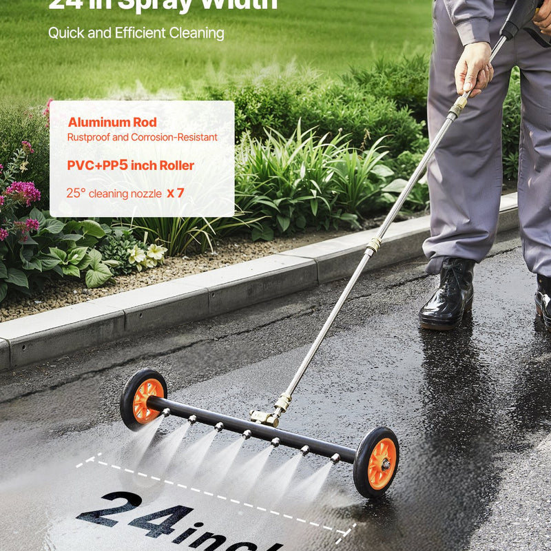 VEVOR 61 cm augstspiediena mazgātājs ar 2 riteņiem un 2 pagarinātām caurulēm