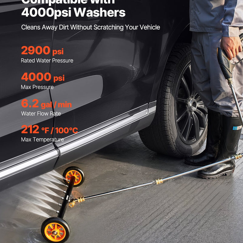 VEVOR 61 cm augstspiediena mazgātājs ar 2 riteņiem un 2 pagarinātām caurulēm