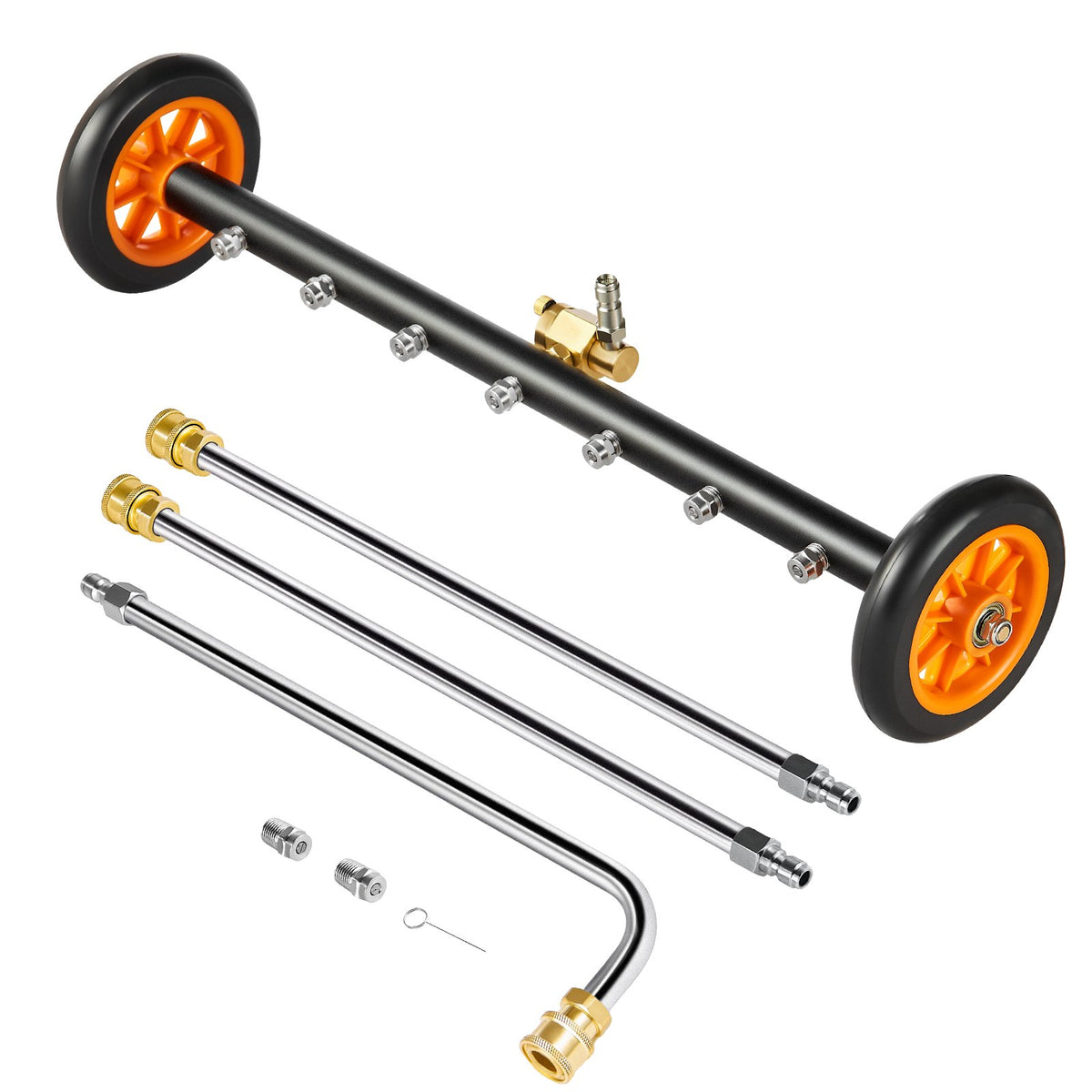 VEVOR 61 cm augstspiediena mazgātājs ar 2 riteņiem un 2 pagarinātām caurulēm