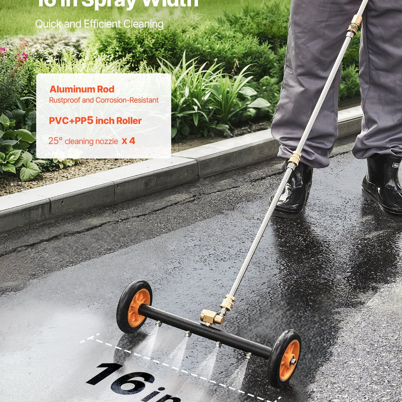 VEVOR 41 cm apakššas tīrītājs ar riteņiem un 2 pagarinājumiem