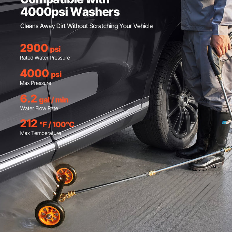 VEVOR 41 cm apakššas tīrītājs ar riteņiem un 2 pagarinājumiem