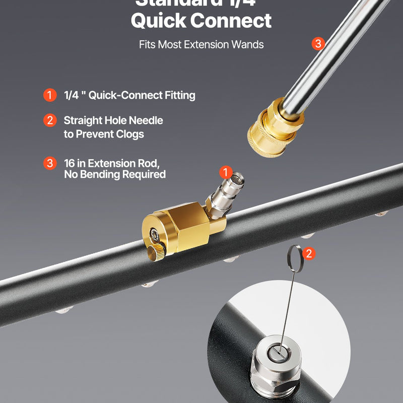 VEVOR 41 cm apakššas tīrītājs ar riteņiem un 2 pagarinājumiem