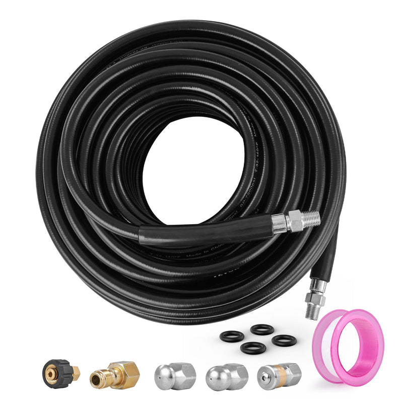 VEVOR augstspiediena mazgātāja šļūtene 30,5 m, 6,35 mm, 4200 PSI, bez saliekuma, ar misiņa vītni