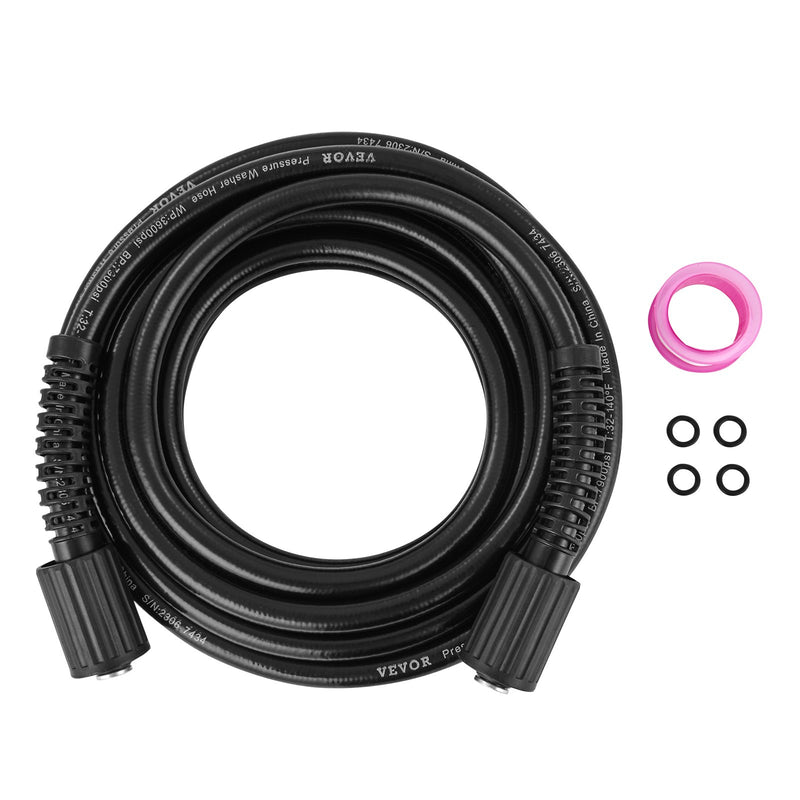 VEVOR augstspiediena mazgātāja šļūtene, 15 m, 6,35 mm, bez deformācijām, M22-14 mm misiņa vītne, piemērota vairumam zīmolu, 19 mm lieces rādiuss, 248 bar izturība
