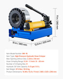 VEVOR augstspiediena hidrauliskais šļūteņu presētājs, manuāls presēšanas instruments ar 8 presformām, presēšanas diapazons 6–28 mm, piemērots zema un augsta spiediena eļļas šļūtenēm, gāzes, ūdens, auto A/C šļūtenēm un kabeļu savienojumiem