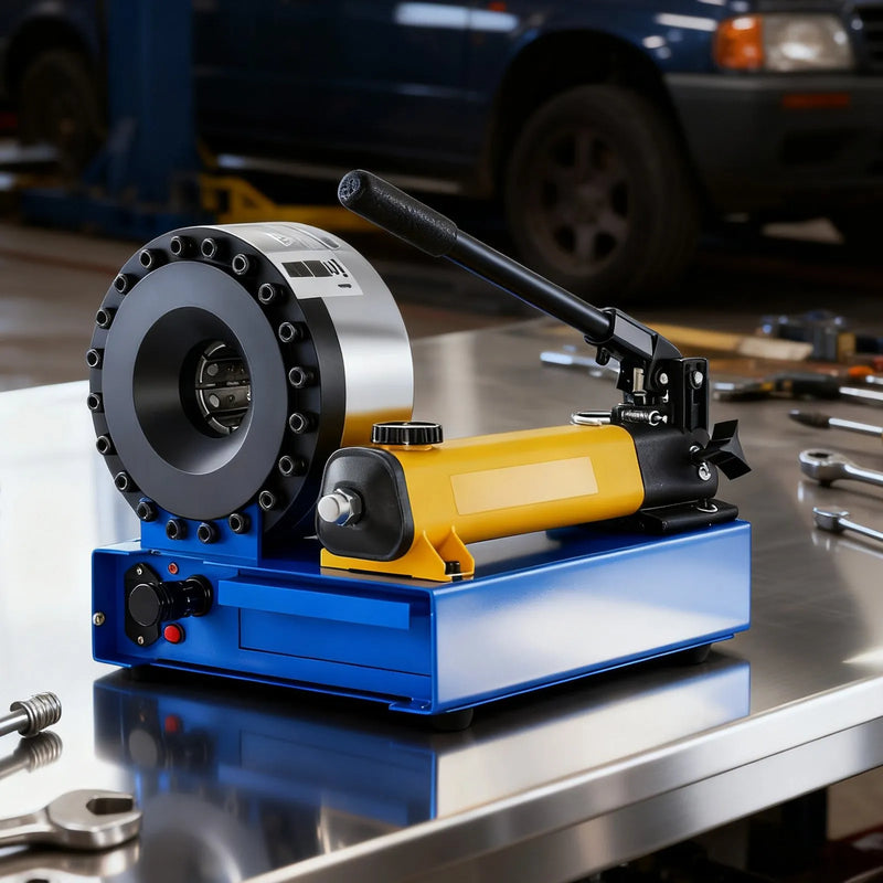 VEVOR augstspiediena hidrauliskais šļūteņu presētājs, manuāls presēšanas instruments ar 8 presformām, presēšanas diapazons 6–28 mm, piemērots zema un augsta spiediena eļļas šļūtenēm, gāzes, ūdens, auto A/C šļūtenēm un kabeļu savienojumiem