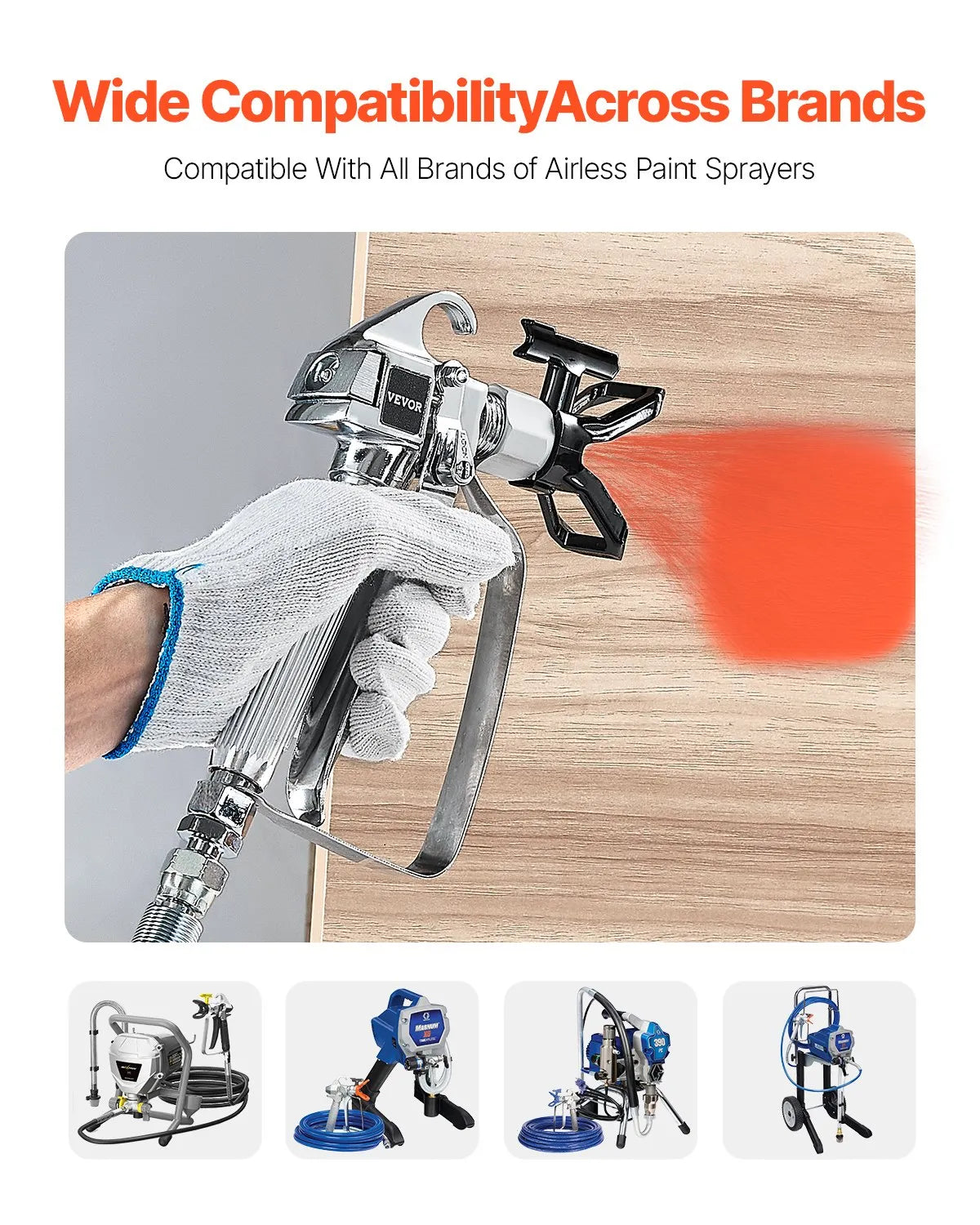 VEVOR High-Pressure Paint Spray Gun with Swivel Connector, Filter Kit, Cleaning Needle and Brush