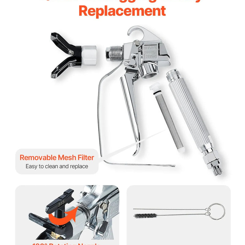 Bezgaisa krāsošanas pistole 248 bar augstspiediena ar 5 sprauslām