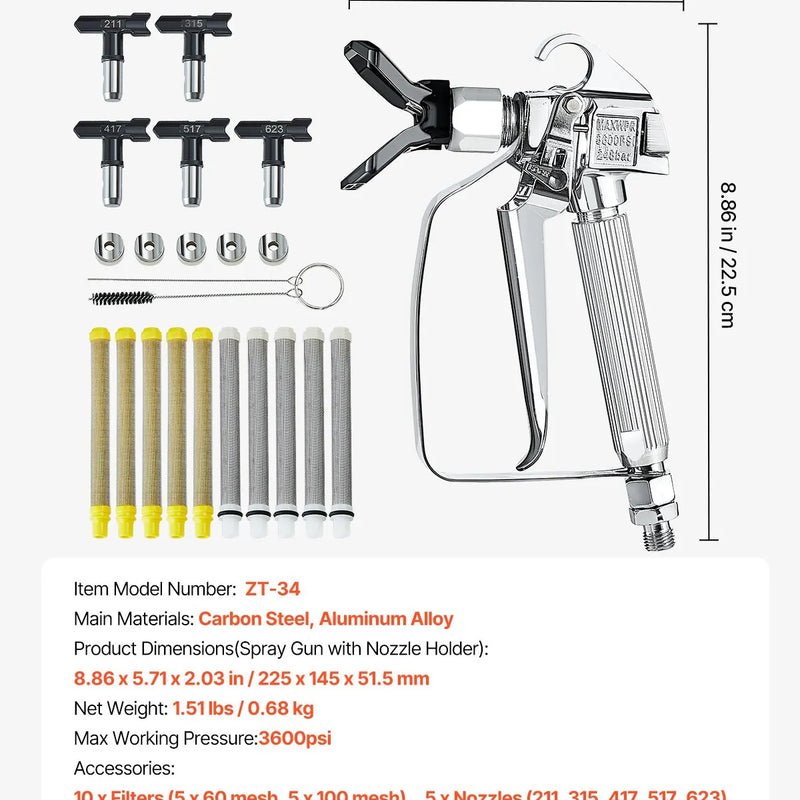Bezgaisa krāsošanas pistole 248 bar augstspiediena ar 5 sprauslām
