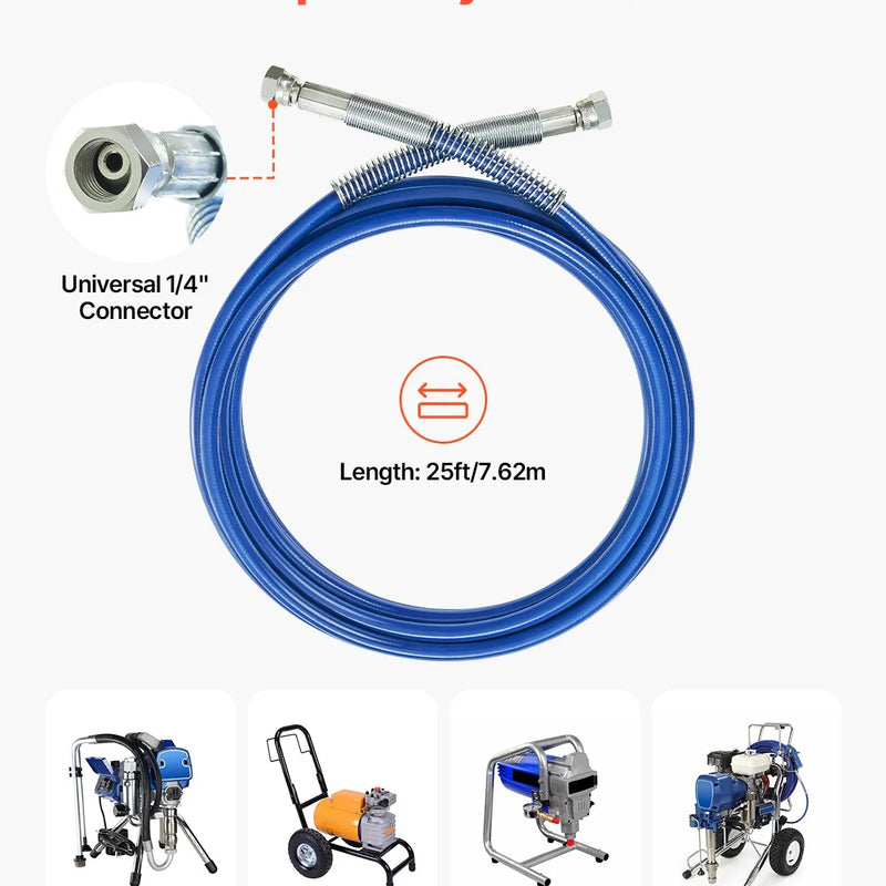 7,6 m bezgaiss krāsošanas smidzinātāja šļūtene 6,35 mm universāla