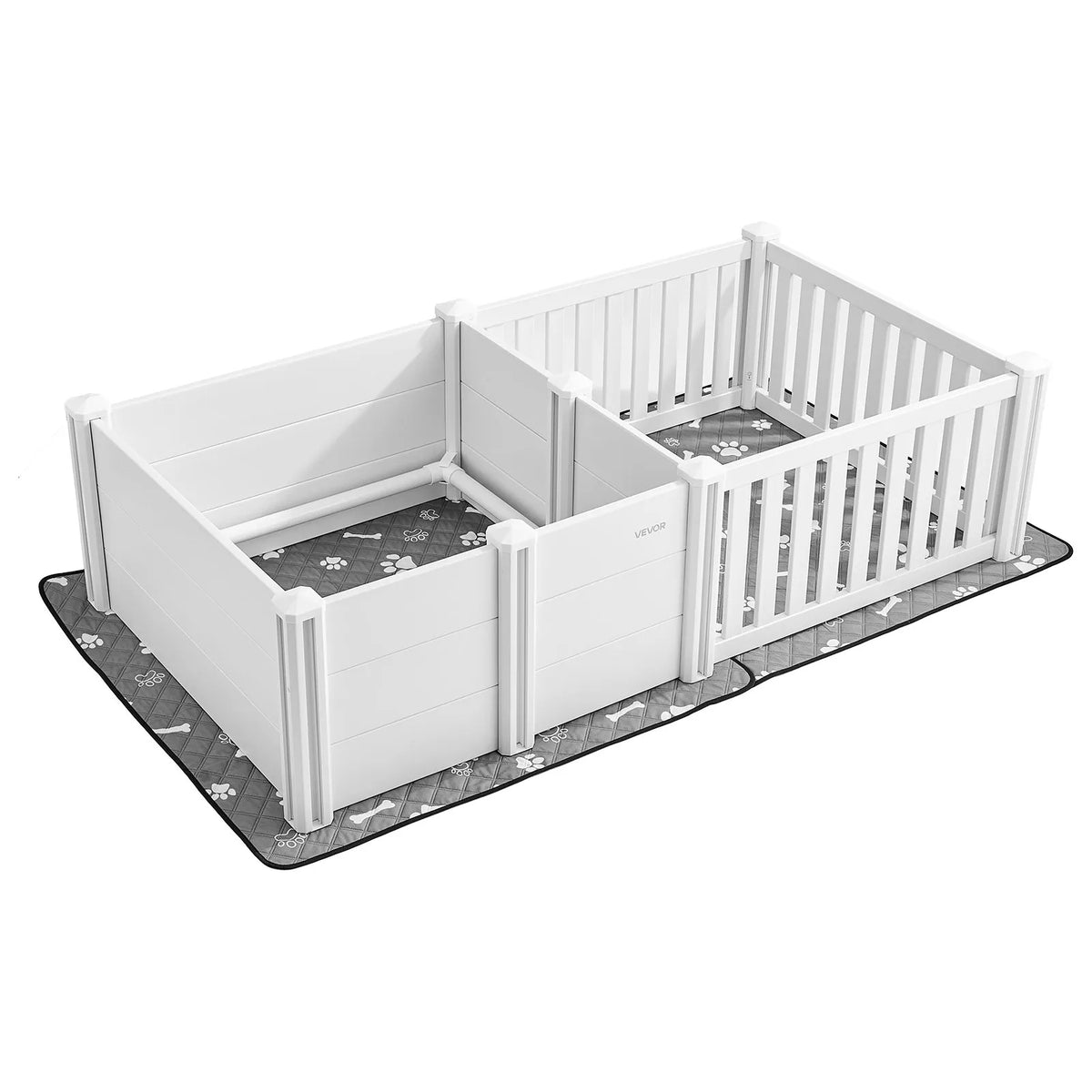 VEVOR suņu dzemdību kaste, 186 x 97 x 50 cm, plastmasas kucēnu manēža ar regulējamu ieejas augstumu un ūdensizturīgu paklāju, viegli tīrāma, izturīga, piemērota vidēja izmēra suņiem - ZEMLETES.LV