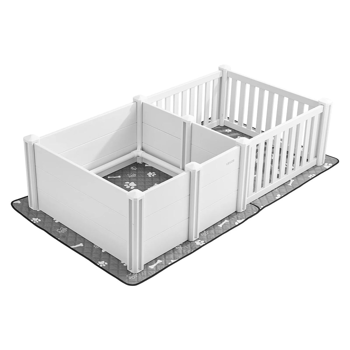 VEVOR suņu dzemdību kaste, 186 x 97 x 50 cm, plastmasas kucēnu manēža ar regulējamu ieejas augstumu un ūdensizturīgu paklāju, viegli tīrāma, izturīga, piemērota vidēja izmēra suņiem - ZEMLETES.LV