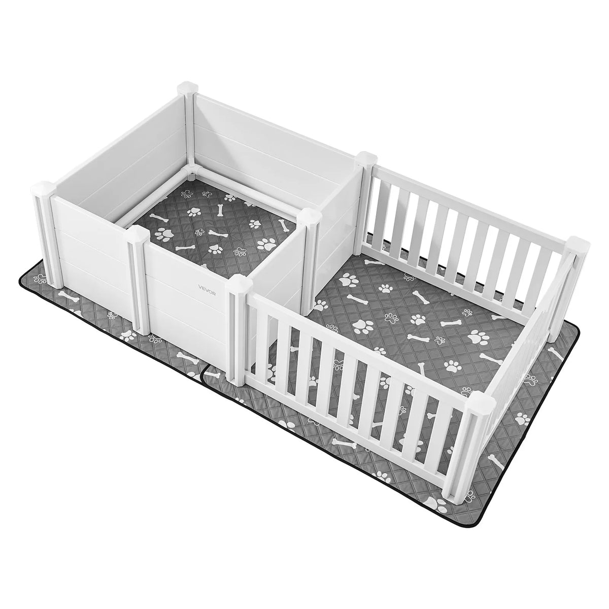 VEVOR suņu dzemdību kaste, 186 x 97 x 50 cm, plastmasas kucēnu manēža ar regulējamu ieejas augstumu un ūdensizturīgu paklāju, viegli tīrāma, izturīga, piemērota vidēja izmēra suņiem - ZEMLETES.LV