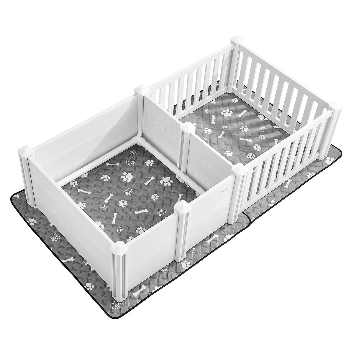 VEVOR suņu dzemdību kaste, 186 x 97 x 50 cm, plastmasas kucēnu manēža ar regulējamu ieejas augstumu un ūdensizturīgu paklāju, viegli tīrāma, izturīga, piemērota vidēja izmēra suņiem - ZEMLETES.LV