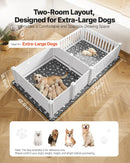 VEVOR kucēnu dzemdību kaste suņiem, 237 x 123 x 46 cm, PVC kucēnu manēža ar regulējamu ieejas augstumu un mazgājamu paklāju, 2 zonu konstrukcija īpaši lielo šķirņu suņiem, pienbalta - ZEMLETES.LV