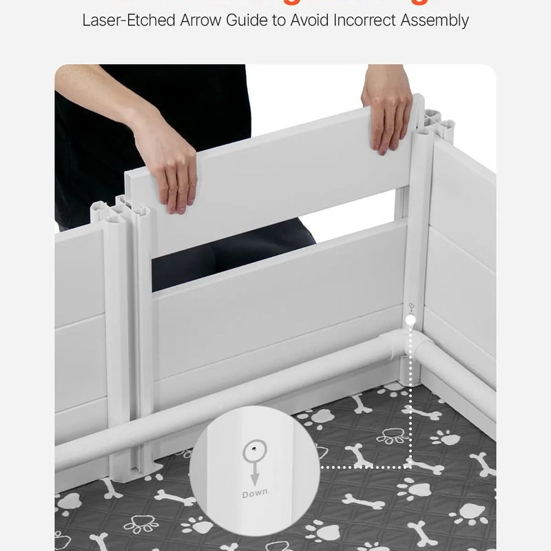 VEVOR kucēnu dzemdību kaste suņiem, 237 x 123 x 46 cm, PVC kucēnu manēža ar regulējamu ieejas augstumu un mazgājamu paklāju, 2 zonu konstrukcija īpaši lielo šķirņu suņiem, pienbalta - ZEMLETES.LV