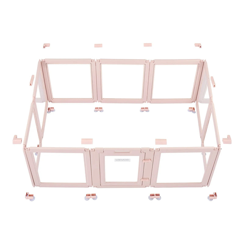 VEVOR suņu dzemdību kaste, 154 x 100 x 60 cm, plastmasas kucēnu manēža vidēja izmēra suņiem, ūdensizturīga caurspīdīga konstrukcija ar logiem un durvju slēdzeni, viegli tīrāma, izturīga, piemērota suņiem un kaķiem - ZEMLETES.LV