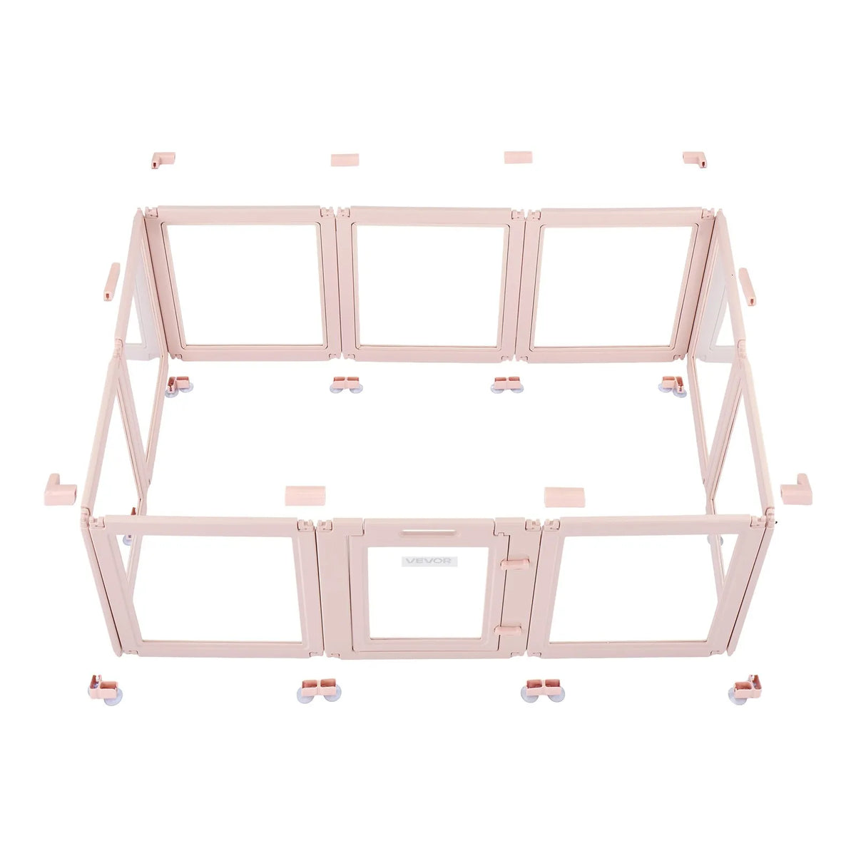 VEVOR suņu dzemdību kaste, 154 x 100 x 60 cm, plastmasas kucēnu manēža vidēja izmēra suņiem, ūdensizturīga caurspīdīga konstrukcija ar logiem un durvju slēdzeni, viegli tīrāma, izturīga, piemērota suņiem un kaķiem - ZEMLETES.LV