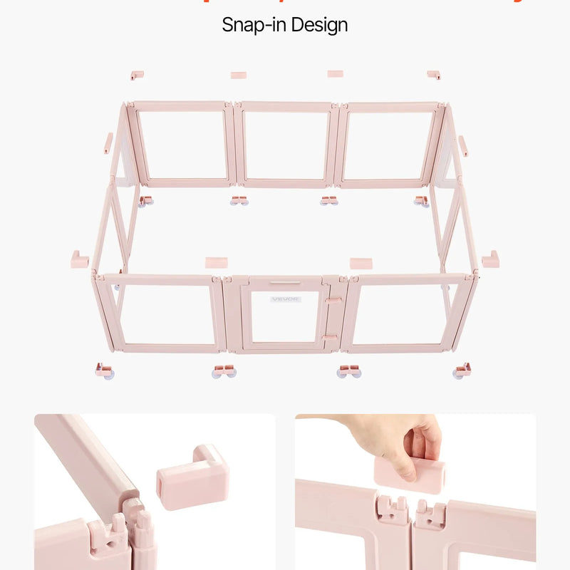 VEVOR suņu dzemdību kaste, 154 x 100 x 60 cm, plastmasas kucēnu manēža vidēja izmēra suņiem, ūdensizturīga caurspīdīga konstrukcija ar logiem un durvju slēdzeni, viegli tīrāma, izturīga, piemērota suņiem un kaķiem - ZEMLETES.LV