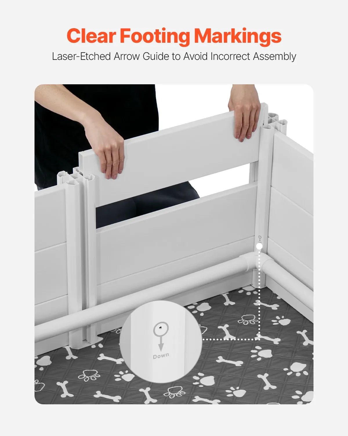 VEVOR kucēnu dzemdību kaste suņiem, 122 x 122 x 46 cm, PVC kucēnu manēža ar regulējamu ieejas augstumu un mazgājamu paklāju, izturīga pret deformāciju, piemērota lielo šķirņu suņiem, pienbalta - ZEMLETES.LV