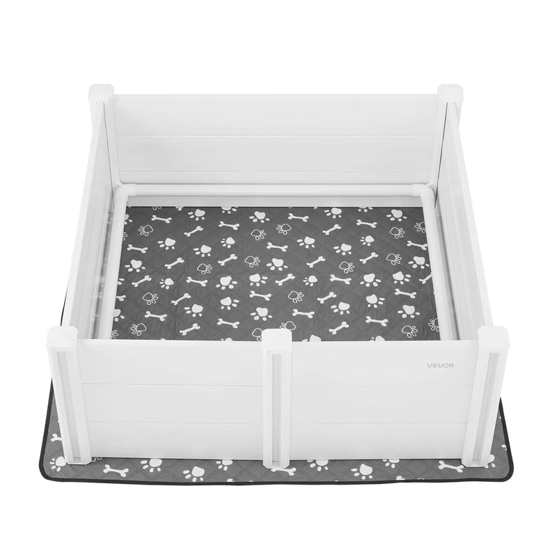 VEVOR kucēnu dzemdību kaste suņiem, 122 x 122 x 46 cm, PVC kucēnu manēža ar regulējamu ieejas augstumu un mazgājamu paklāju, izturīga pret deformāciju, piemērota lielo šķirņu suņiem, pienbalta - ZEMLETES.LV