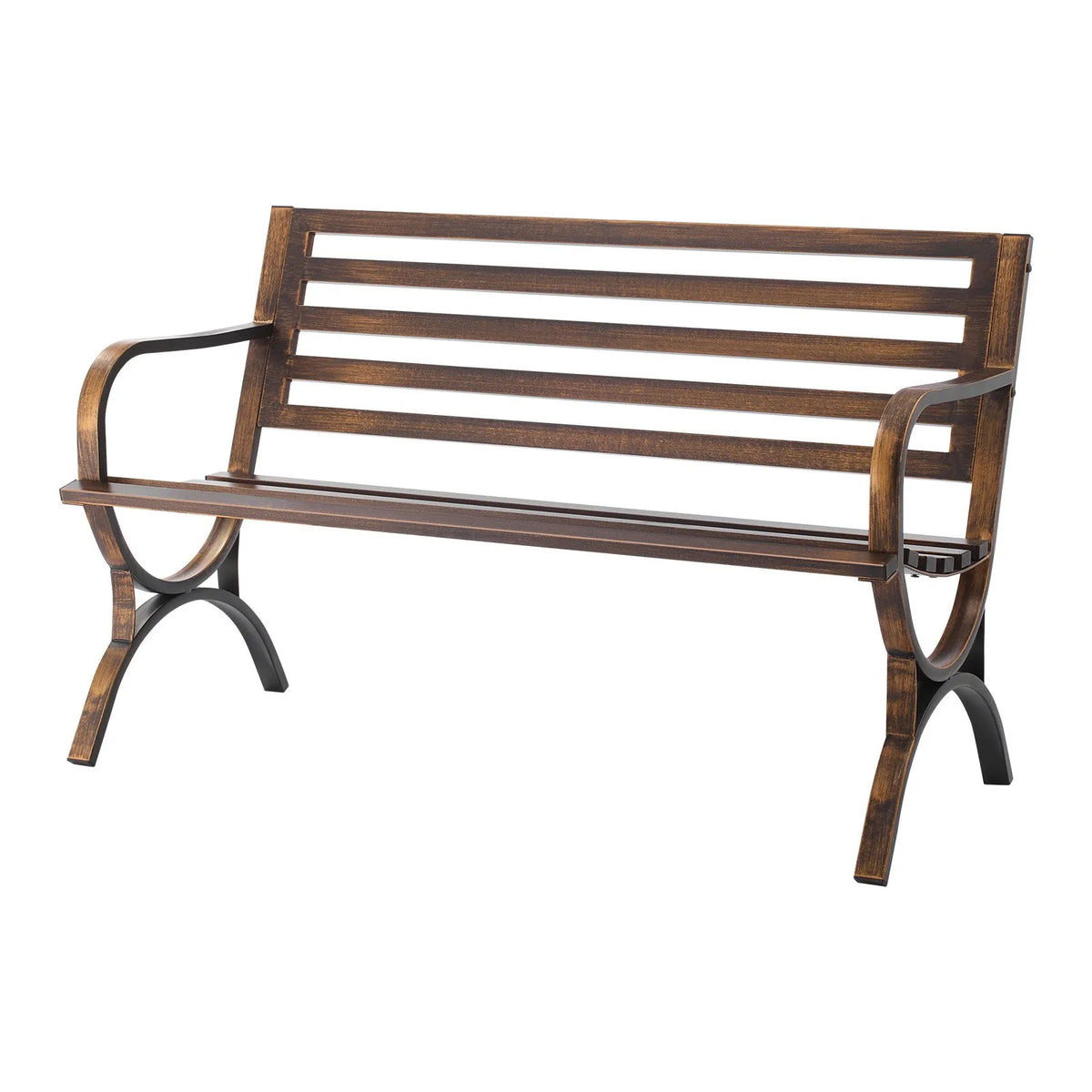 VEVOR Outdoor Bench 127 cm, Carbon Steel Metal Frame, Mesh Backrest with Rounded Armrests, Weather-Resistant, Antique Bronze, Suitable for Terrace, Garden, Park, Patio and Porch