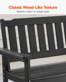 Āra sols 128 cm, izturība līdz 363 kg, paredzēts 2–3 personām, laikapstākļu izturīgs plastmasas rāmis ar atzveltni un platiem roku balstiem, piemērots terasei, dārzam, parkam, pagalmam un lieveņiem, melns