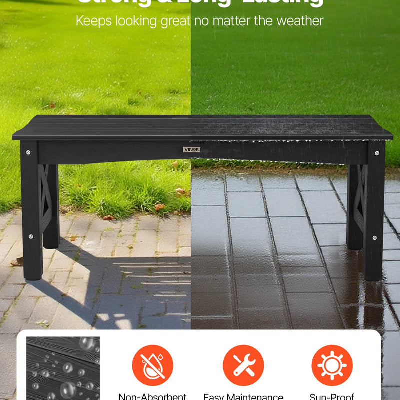 Āra sols 113 cm, izturība līdz 272 kg, laikapstākļu izturīgs plastmasas rāmis ar regulējamām kāju pamatnēm un pastiprinātām kājām, piemērots terasei, dārzam, parkam, pagalmam un lieveņiem, melns