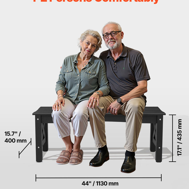 Āra sols 113 cm, izturība līdz 272 kg, laikapstākļu izturīgs plastmasas rāmis ar regulējamām kāju pamatnēm un pastiprinātām kājām, piemērots terasei, dārzam, parkam, pagalmam un lieveņiem, melns