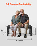 Āra sols 113 cm, izturība līdz 272 kg, laikapstākļu izturīgs plastmasas rāmis ar regulējamām kāju pamatnēm un pastiprinātām kājām, piemērots terasei, dārzam, parkam, pagalmam un lieveņiem, melns