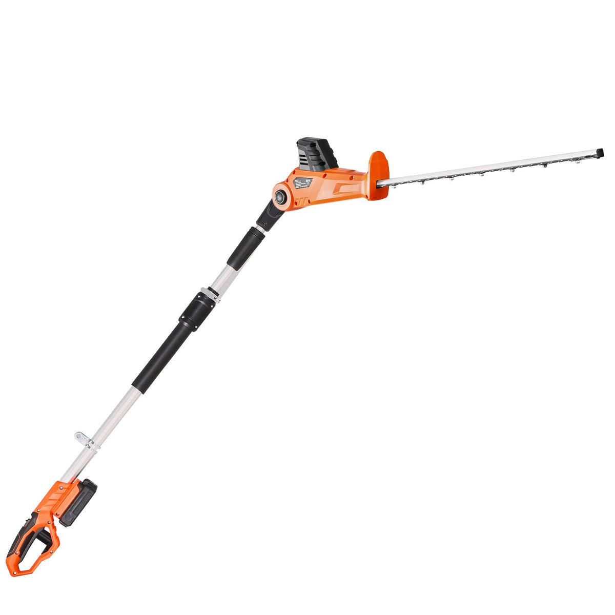VEVOR Cordless Electric Hedge Trimmer with 20 V Battery, 1200 RPM, Extendable from 1.9 m to 2.4 m, 510 mm Blade, 5-Angle Adjustment for High Branches and Garden Maintenance