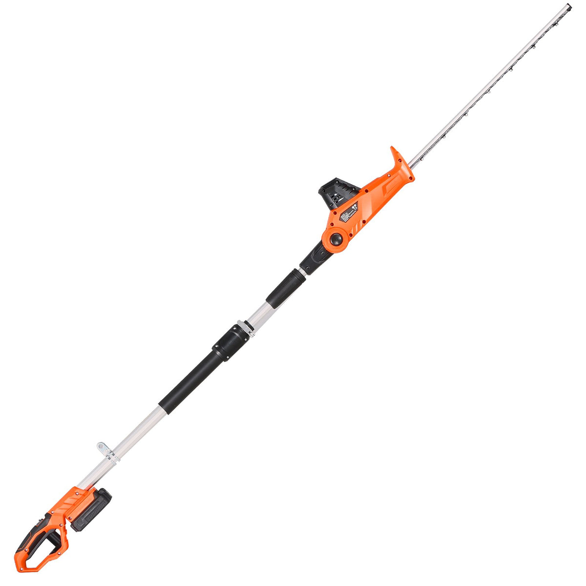 VEVOR Cordless Electric Hedge Trimmer with 20 V Battery, 1200 RPM, Extendable from 1.9 m to 2.4 m, 510 mm Blade, 5-Angle Adjustment for High Branches and Garden Maintenance