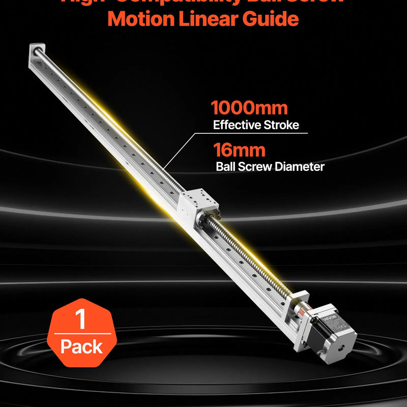 VEVOR lineārā vadotne ar 1000 mm darba gājienu, lodveida skrūves CNC lineārās kustības galda aktuators, motorizēts NEMA 23 soļu motors, augsta precizitāte, gravēšanas iekārtām, CNC frēzmašīnām un 3D printeriem
