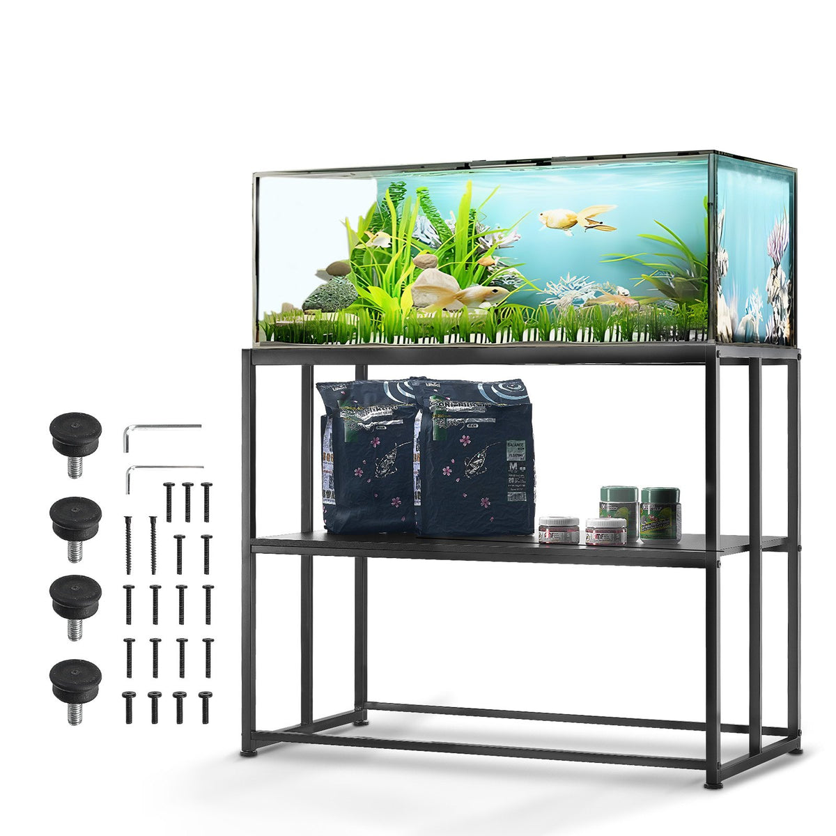 VEVOR Aquarium Stand with Storage and Non-Slip Feet, Steel, 151 l, Black