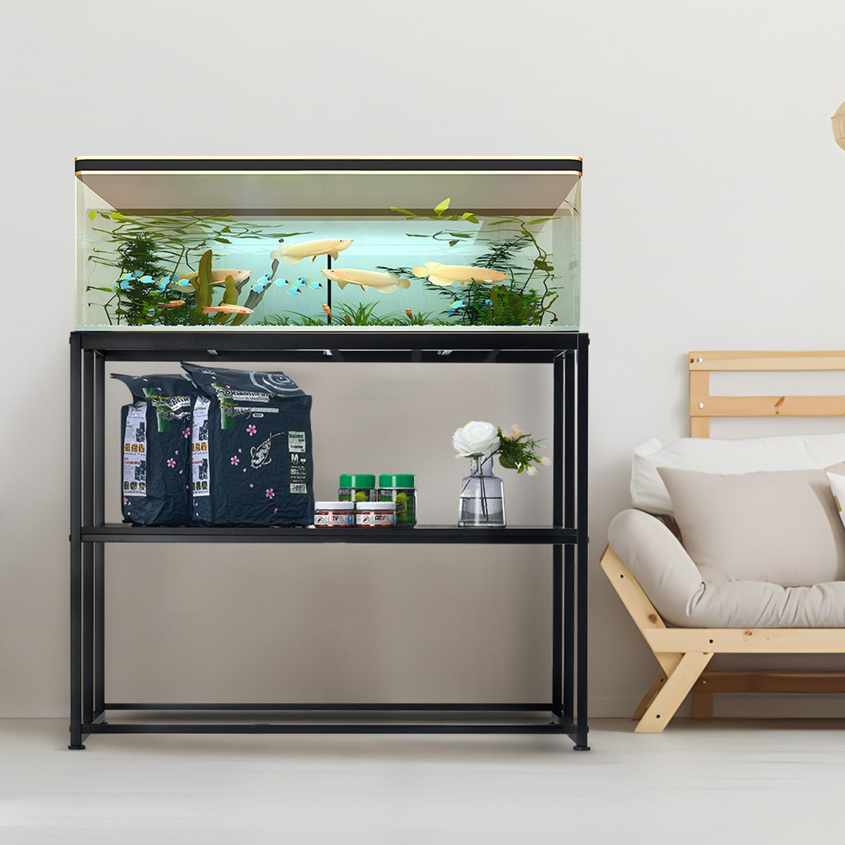 VEVOR Aquarium Stand with Storage and Non-Slip Feet, Steel, 151 l, Black