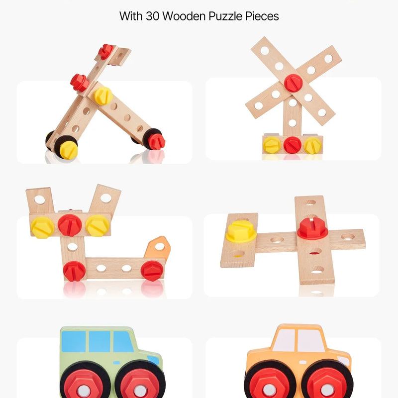 VEVOR bērnu darba galds, 62 detaļas, koka instrumentu darbagalds bērniem no 3 gadu vecuma, rotaļu darba galds ar reālistiskiem instrumentiem, radošs un izglītojošs būvniecības rotaļu komplekts zēniem un meitenēm